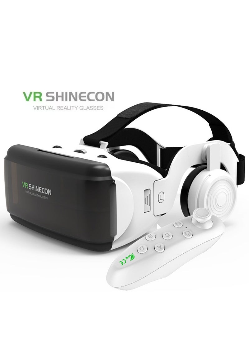 VR SHINECON Classic VR Goggles VR SHINECON 3D Virtual Reality Glasses+Controller Headset Version VR Glasses for TV, Movies & Video Games Compatible with iOS & Android Smartphone within 4.7-6.1inch Screen Phone, Blu-Ray Lenses Eye Protected, Soft & Comfortable Adjustable Distance, IMAX Giant Screen/Panoramic Roaming/ Immersive Games - Image 1